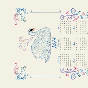 2024 Calendar Swan Paisley