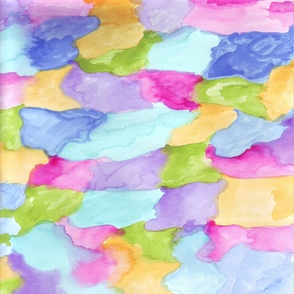 Watercolor Abstract Pink Blue Green Yellow