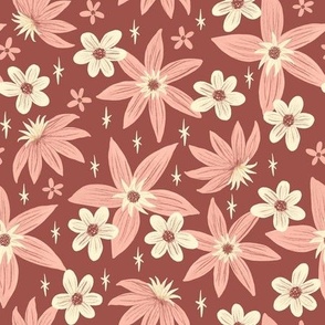 dusty pink and red floral