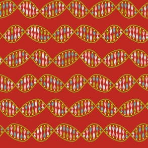 DNA Christmas Lights 4 colours ACGT on Poppy Red