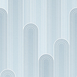 Art Deco Rounded Columns - muted light blue - large scale