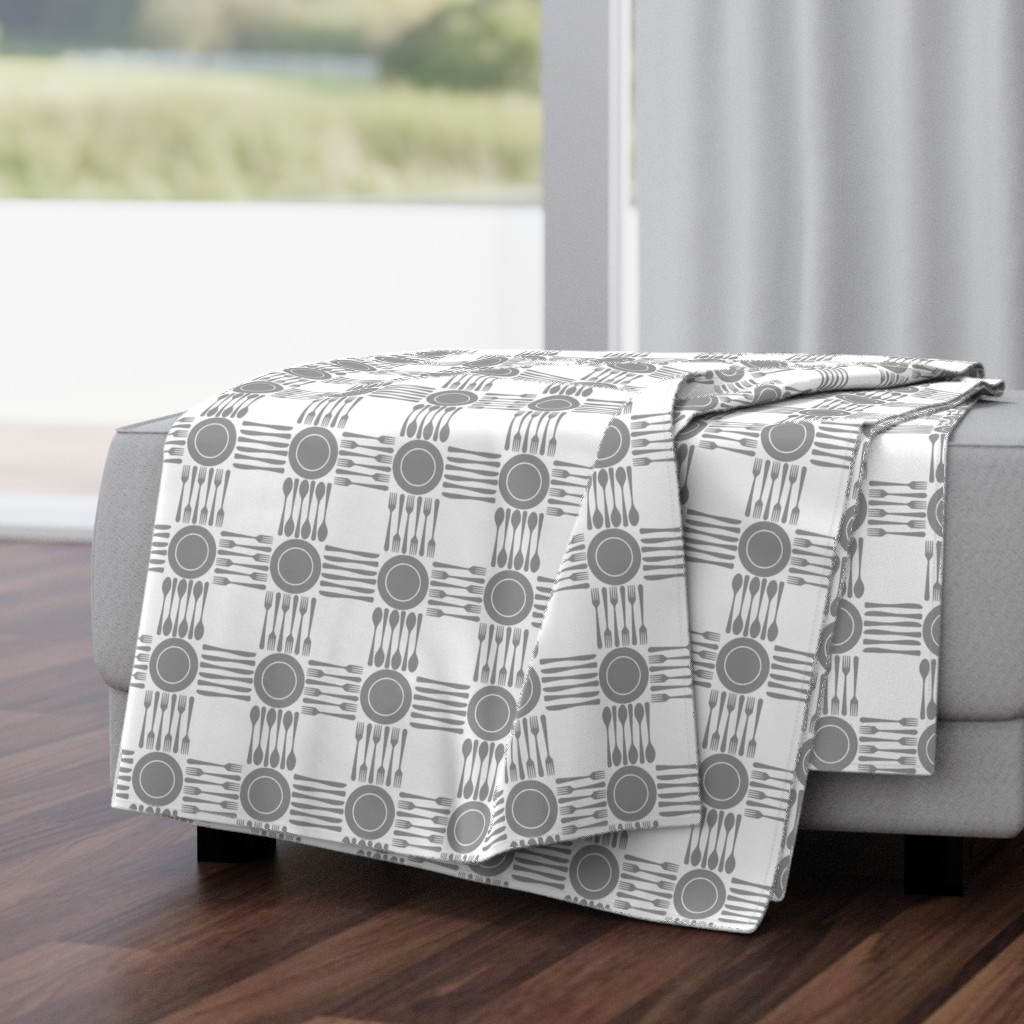 picnic gingham, 2" grey and white