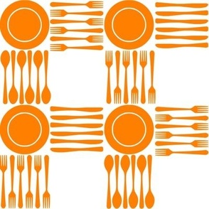picnic gingham, 2" orange and white