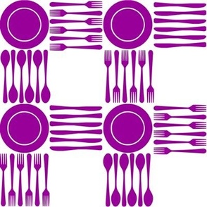 picnic gingham, 2" purple and white