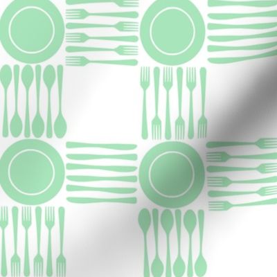 picnic gingham, 2" mint green and white
