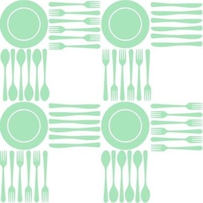 picnic gingham, 2" mint green and white