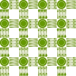 picnic gingham 1" green and white