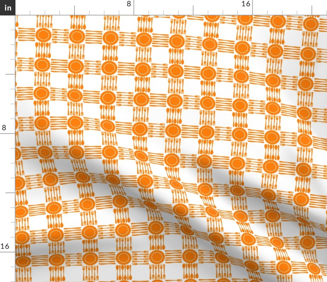 picnic gingham 1" orange and white