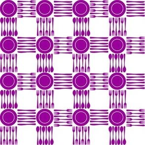 picnic gingham 1" purple and white