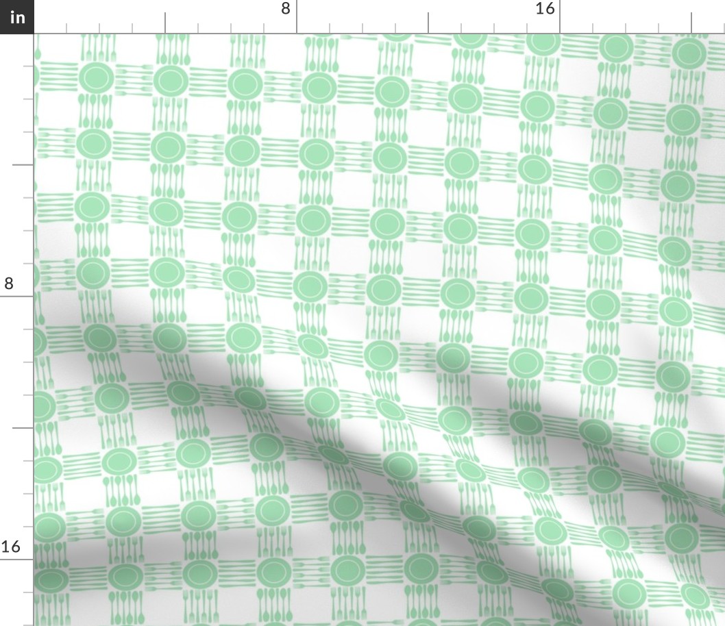 picnic gingham 1" mint green and white