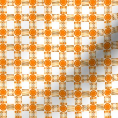 picnic gingham 1/2" orange and white