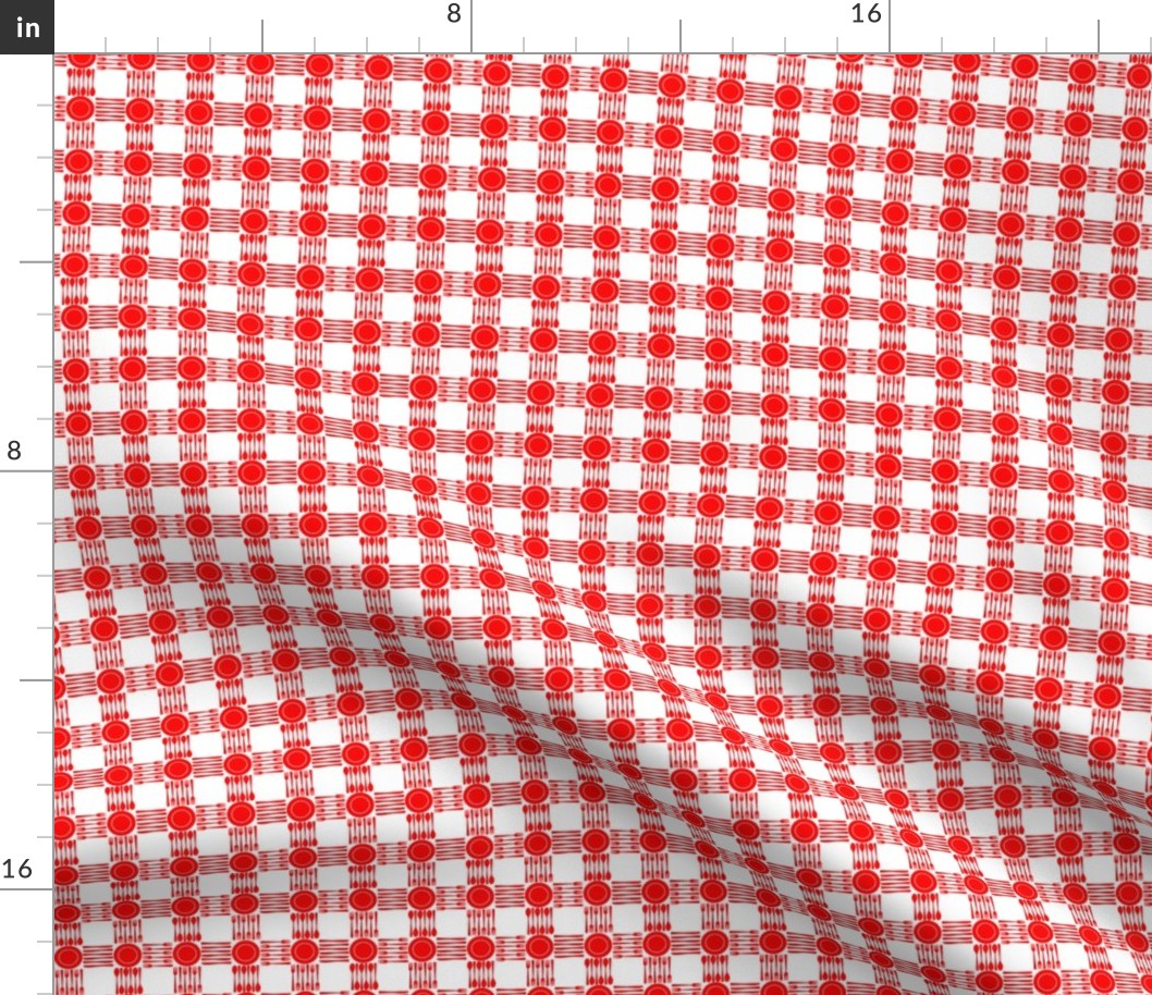 picnic gingham, red and white, 1/2" squares