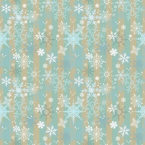 Tinleigh's Winter Snow - Gold-Aqua Stripes 