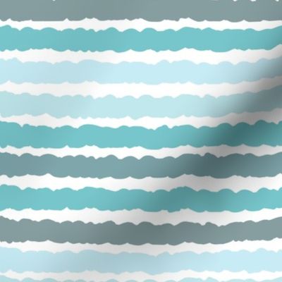 Wiggles - Aqua -Gray Stripes on White 