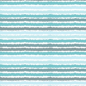 Wiggles - Aqua -Gray Stripes on White 