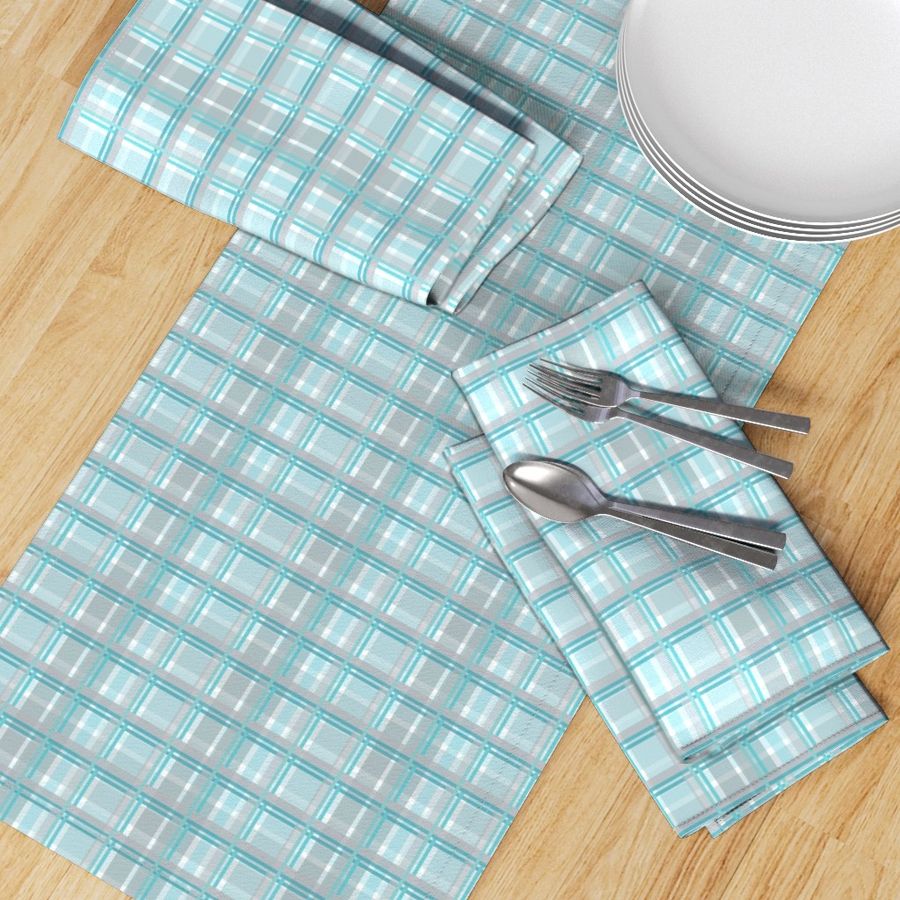 Sven Swedish Plaid - Aqua/Gray