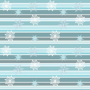 Elgin - Aqua/Gray  Stripes with Snowflakes - Aqua-Gray 