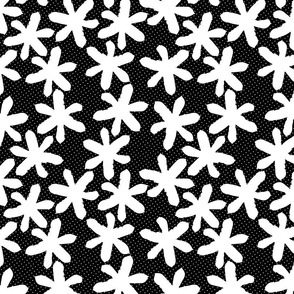 Scattered Cape Tulips - white on black with spots, medium 