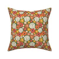 Summer Florals Green Red White Orange - Extra Small