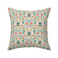 Damask Bugs Bees Butterflies in Retro Color palette  small 