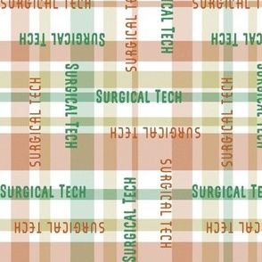 surgical tech, plaid, earth tones, green, gold, brick red