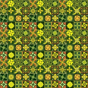 Yellow orange handdrawn mandala tiles small 6” block