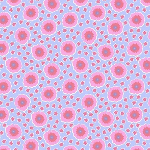 Pink  Floral, scattered pink flowers for fabric