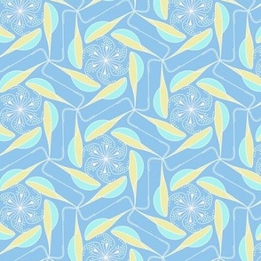 Tessellating leaves, Pale blue