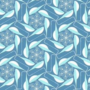 Tessellating leaves, blue