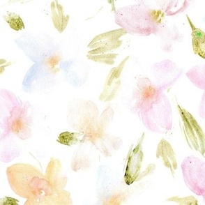 bloom of tenderness - watercolor pastel florals for modern nursery home decor baby girl a579-1