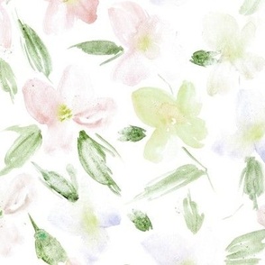 bloom of tenderness - watercolor pastel florals for modern nursery home decor baby girl a579-2