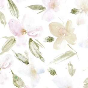 bloom of tenderness - watercolor pastel florals for modern nursery home decor baby girl a579-3