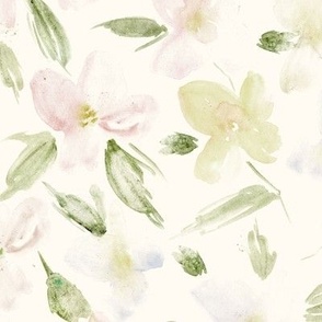 bloom of tenderness - watercolor pastel florals for modern nursery home decor baby girl a579-4