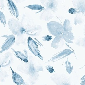 Blue bloom of tenderness - watercolor pastel florals for modern nursery home decor baby girl a579-9