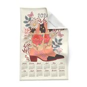 2024 Wild West floral cowboy boots tea towel