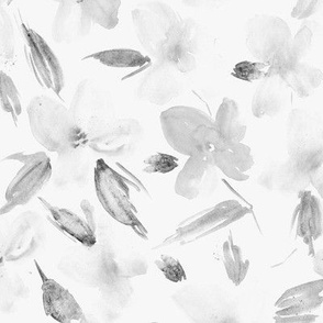 Noir bloom of tenderness - grey watercolor pastel florals for modern nursery home decor baby girl a579-13