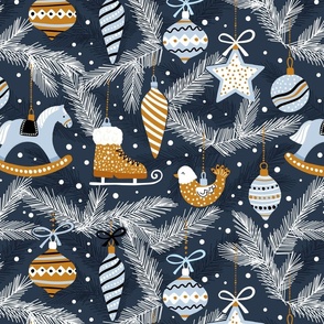 Vintage Christmas ornaments - cozy -xmas holiday christmas fabric