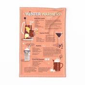 Winter Warmers - pink - Cocktail tea towel/wall hanging