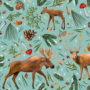 Deer ( turquoise) Winter version