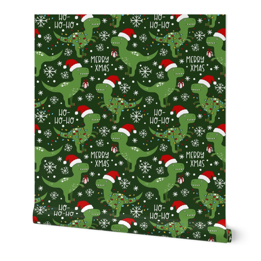 Funny Christmas T-rex Dinosaur green