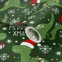 Funny Christmas T-rex Dinosaur green