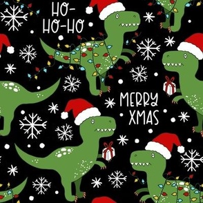 Funny Christmas T-rex Dinosaur black