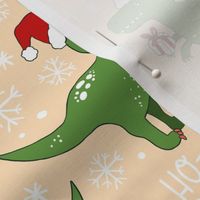 Funny Christmas T-rex Dinosaur beige