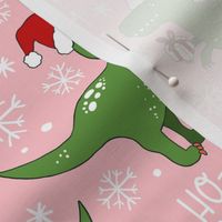 Funny Christmas T-rex Dinosaur blush pink