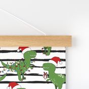 Funny Christmas T-rex Dinosaur white black stripes