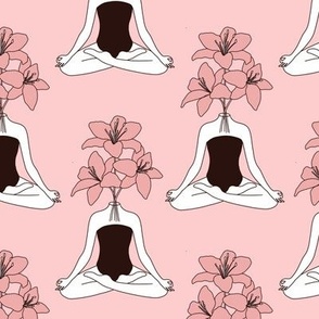 Modern feminine woman blush pink yoga