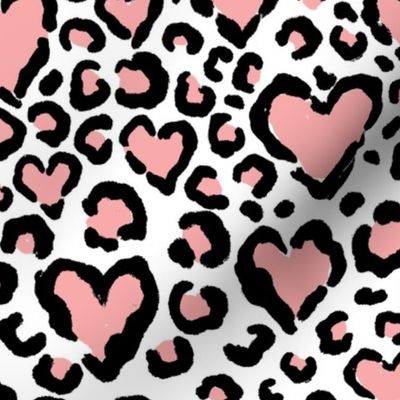 heart shaped leopard spots valentines day white blush pink
