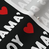 Mama´s Boy text Valentines Day fabric black