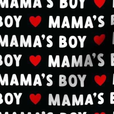 Mama´s Boy text Valentines Day fabric black