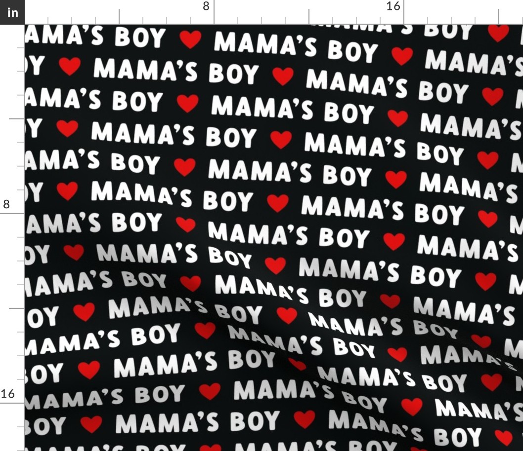 Mama´s Boy text Valentines Day fabric black